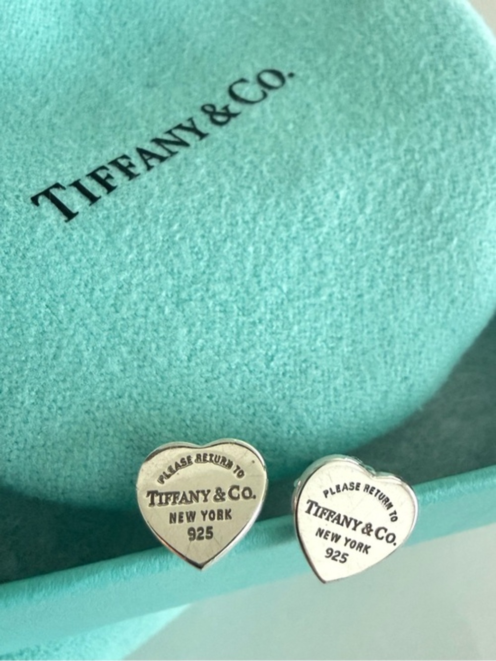 Mini Tiffany & Co. Please Return to Tiffany Heart Tag Earrings - AUTHENTIC